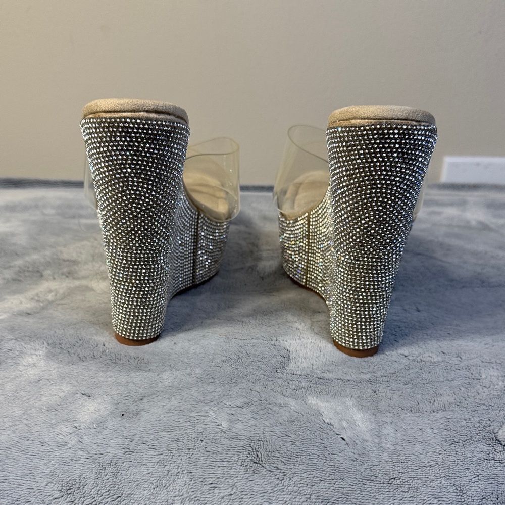 Fashion Nova “Always Ready” Rhinestone Wedges - Size 6.5 - Picture 4 of 13